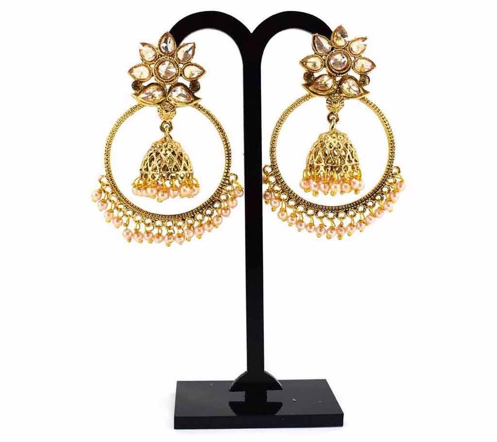 Artificial pearl setting jhumka style ear ring