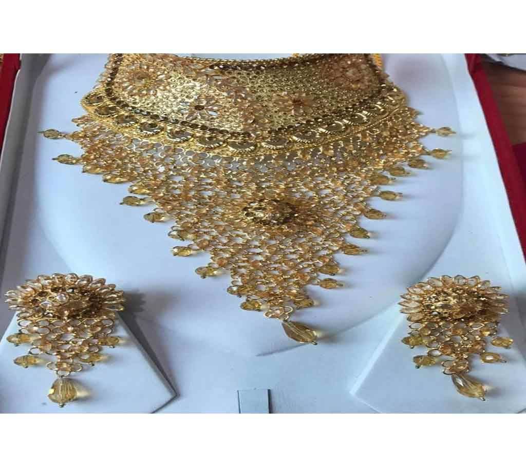 metal necklace with earrings