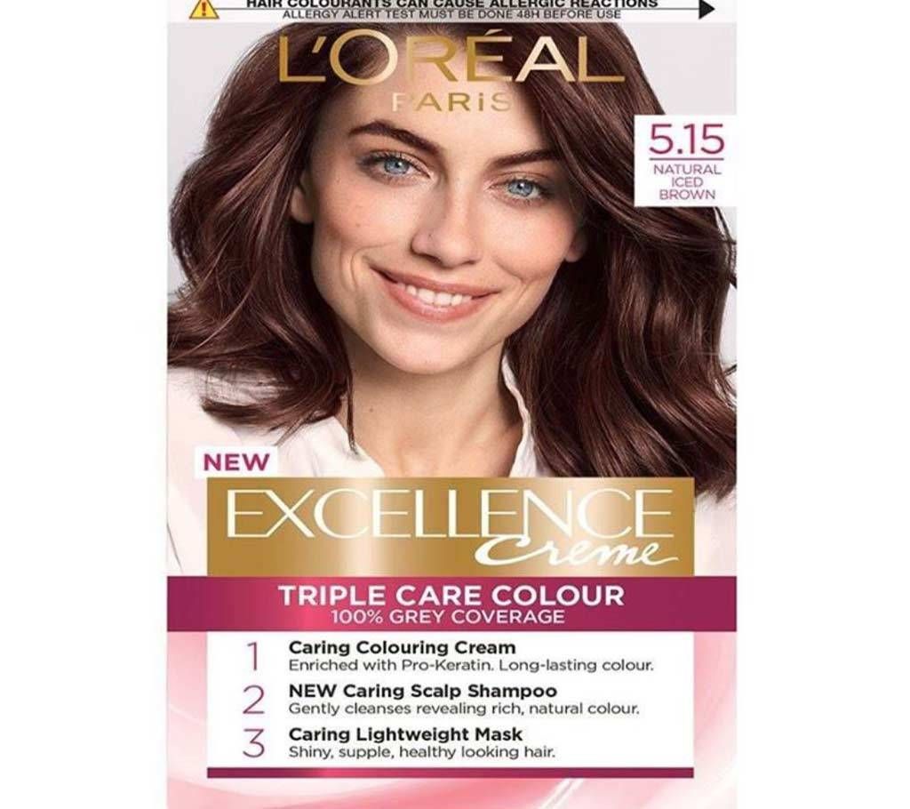 LOreal paris 5.15 natural iced brown excellence creme triple care colour- 8.22 Oz-France