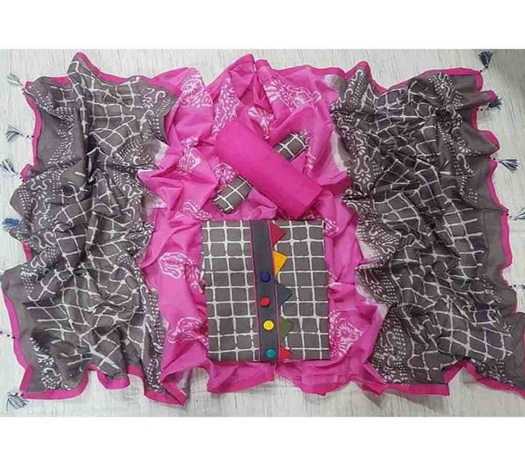 Unstitched Bexi Voil Leach Vegetable Batik Three Piece For Women-18