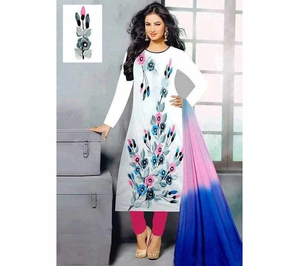 Unstitched Hand Painted Cotton Three Piece (Copy)