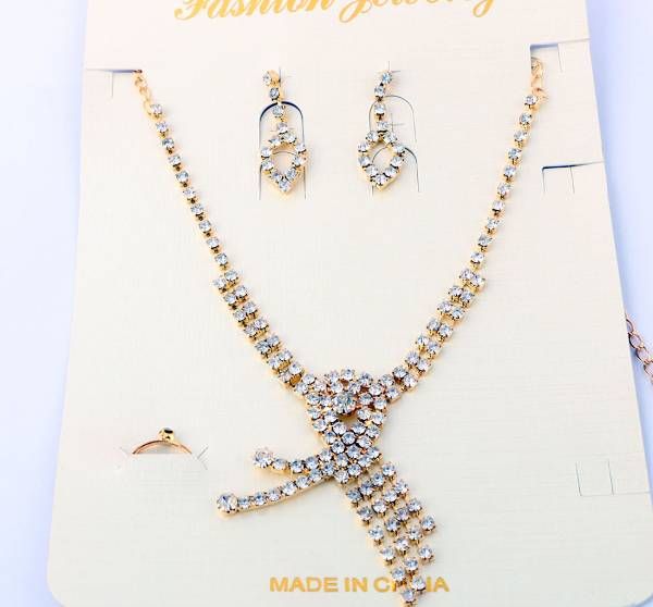 Stone Setting Gold Plated Jewellery Set 