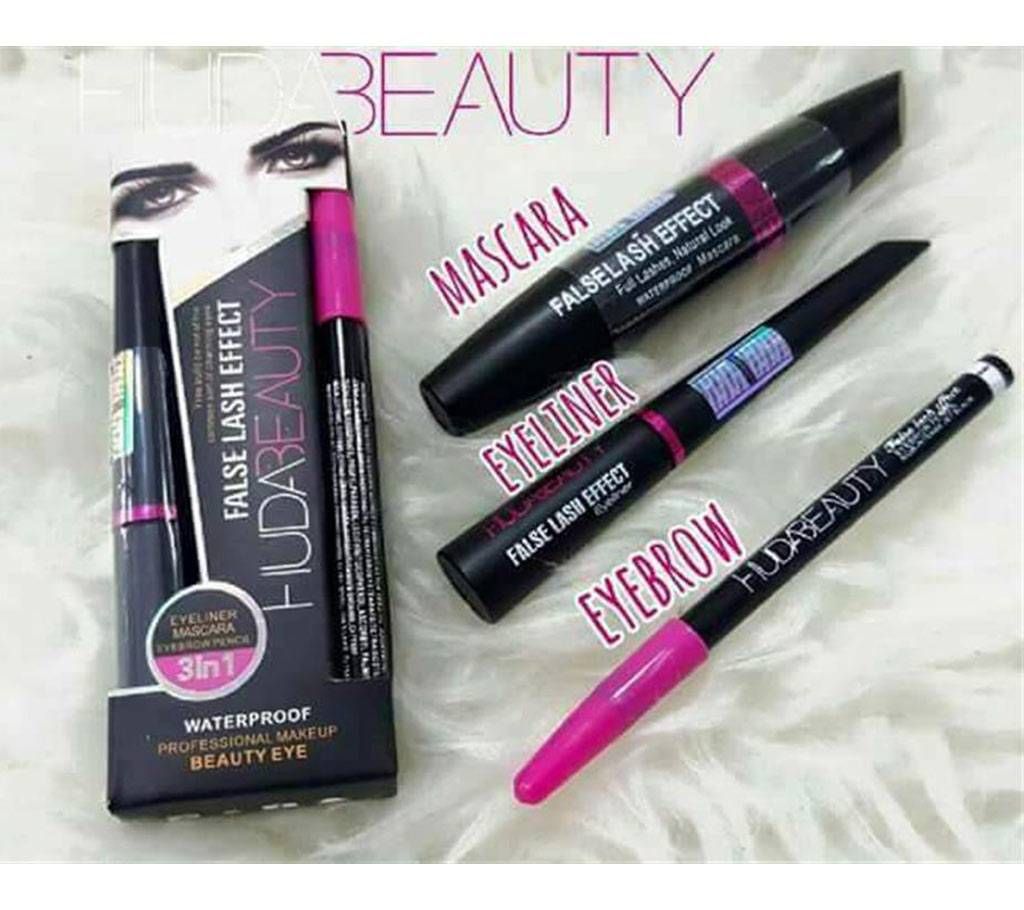 Huda 3 in 1 set, mascara, eyeliner, eyebrow