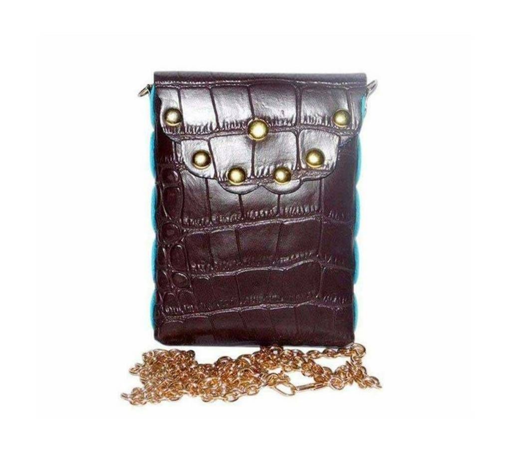 Ladies Coffee Color PU Leather Mobile Bag