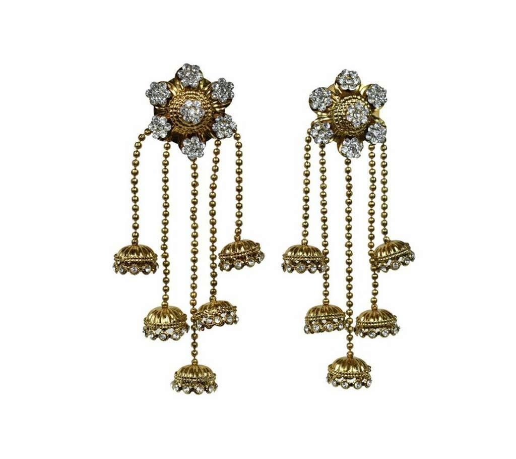 Antique Gold Plated Diamond Cut Stone Settings Jhumka