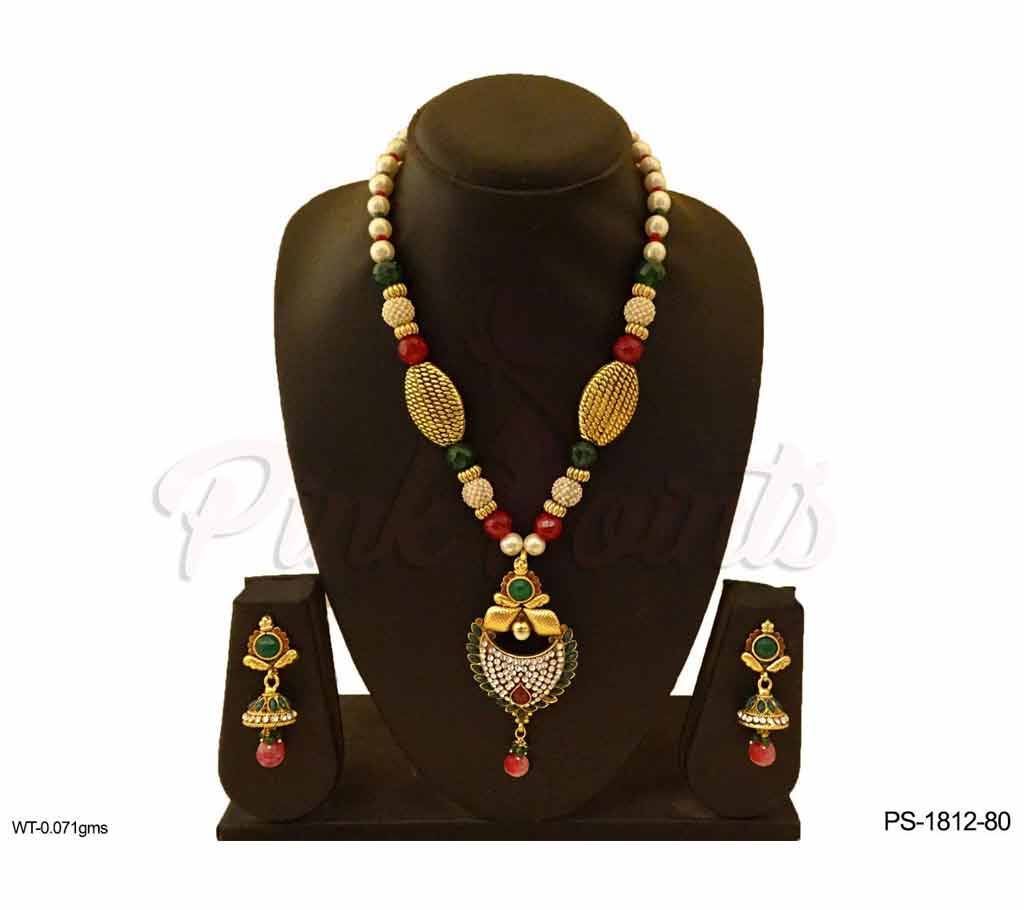 HALF PAAN FLOWER DESIGNER PENDANT SET (by Pink Point - PS-1812-80)