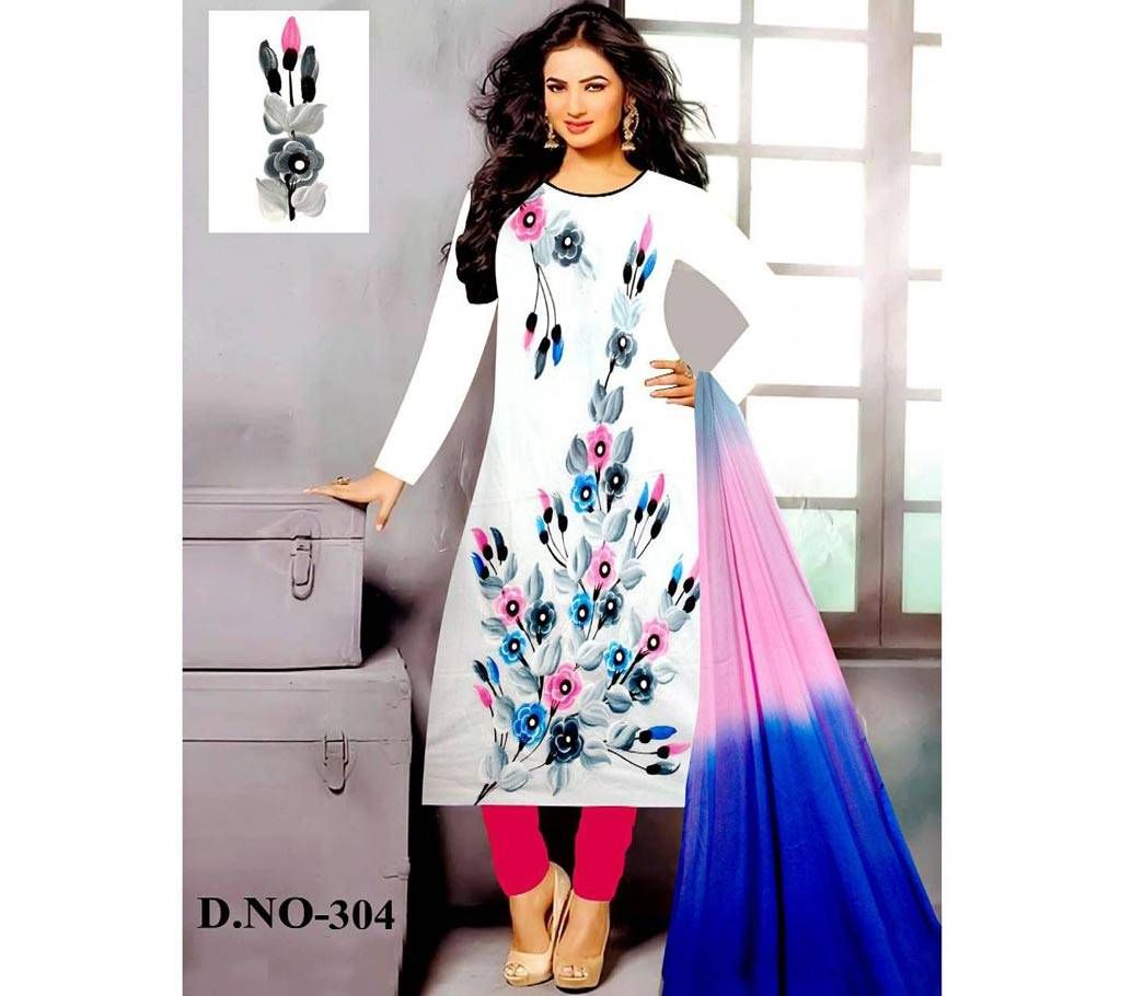 Unstitched hand painted cotton three-pc (Copy)