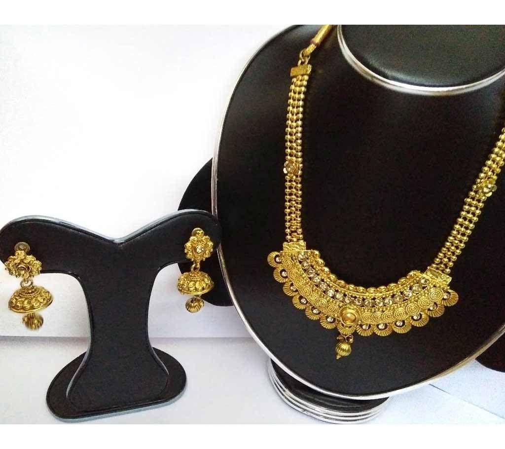 Gold Plated Necklace Set with Earring