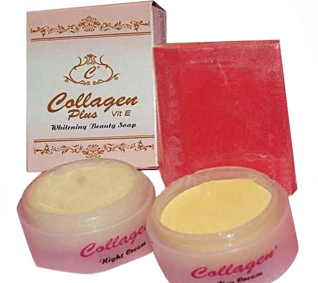 Collagen Plus Combo of Vit E Day Cream, Night Cream and Soap - 170g Thailand