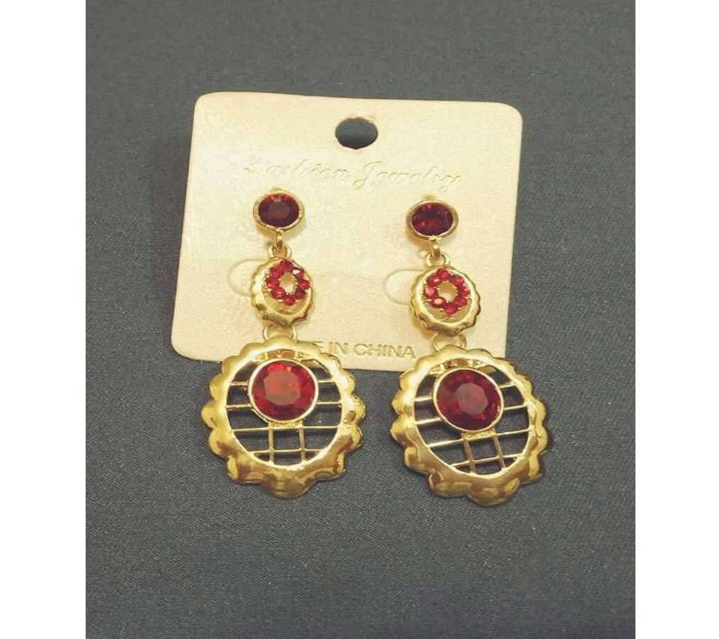 Red color stone Earring