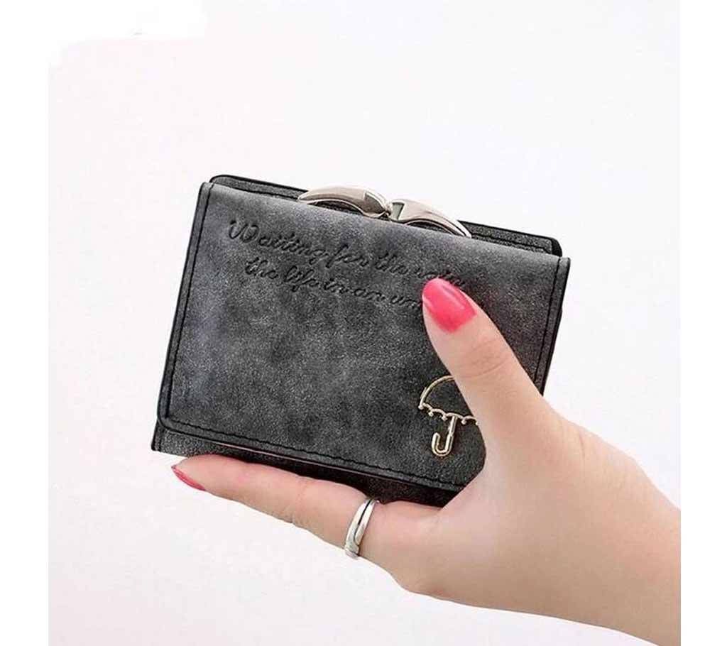 Logo PU leather 3 parts wallet and card holder (Grey)