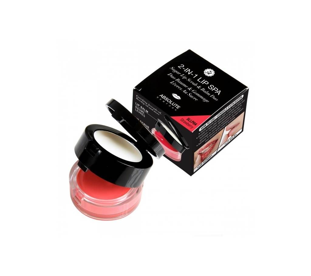 Absolute New York 2 In 1 Lip Spa Suger Lip Scrub & Balm Duo - SLL 04 Strawberry  UK