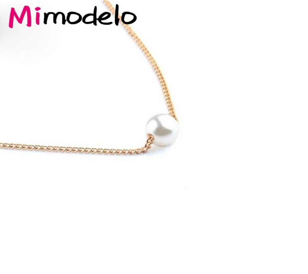 Hot Sale One White Pearl Necklace Zinc Alloy  Rose Gold Color Chain With Imitation Pearl Fashion Women Jewelry