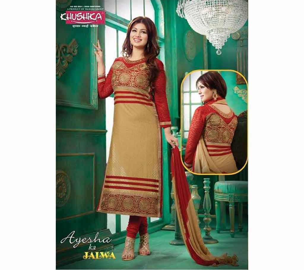 Unstitched hand block painted three piece- copy 