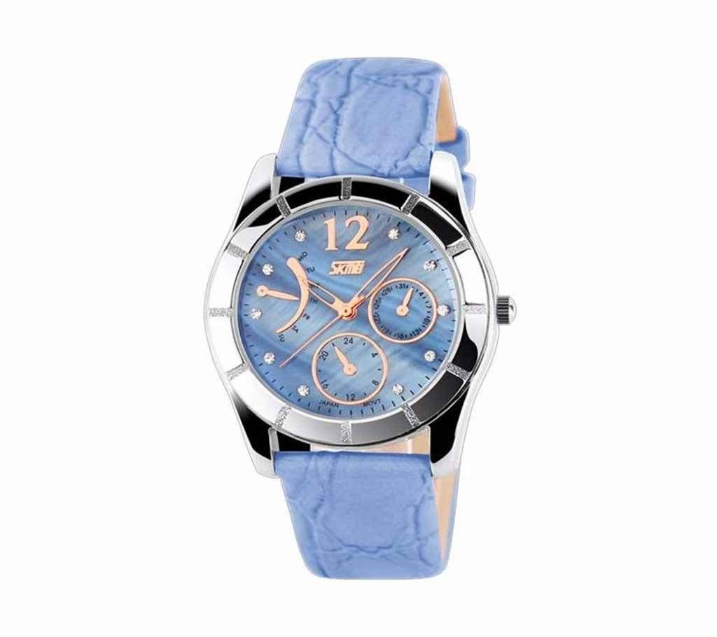 Skmei 6911 - Sky Blue Leather Chronograph Watch for Women
