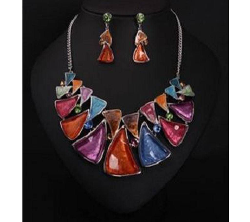 Luxury color gemstone short necklace and earring set