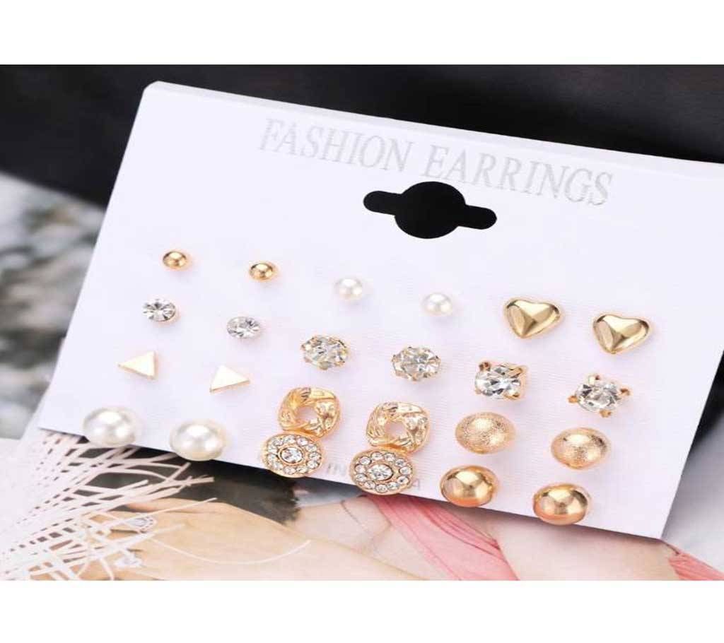 Punk Charm Stud Earrings Set For Women (12 Pairs/lot)