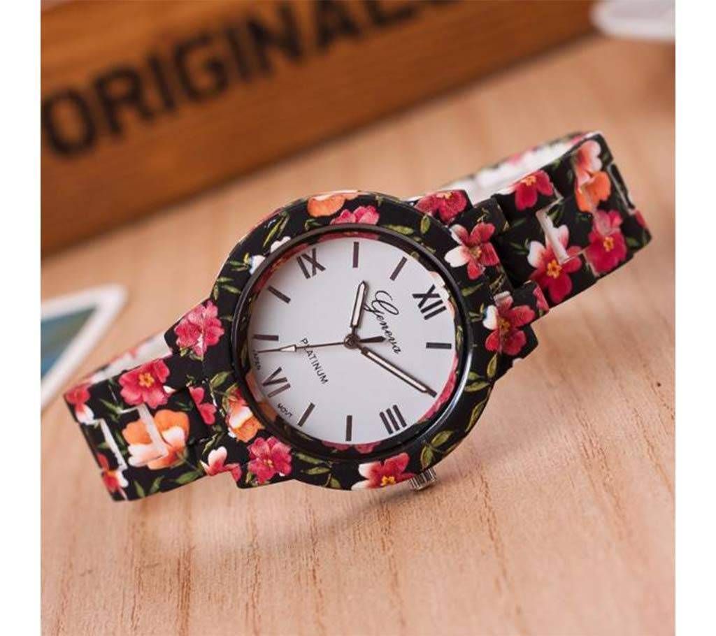 Floral printed wrist watch for ladies