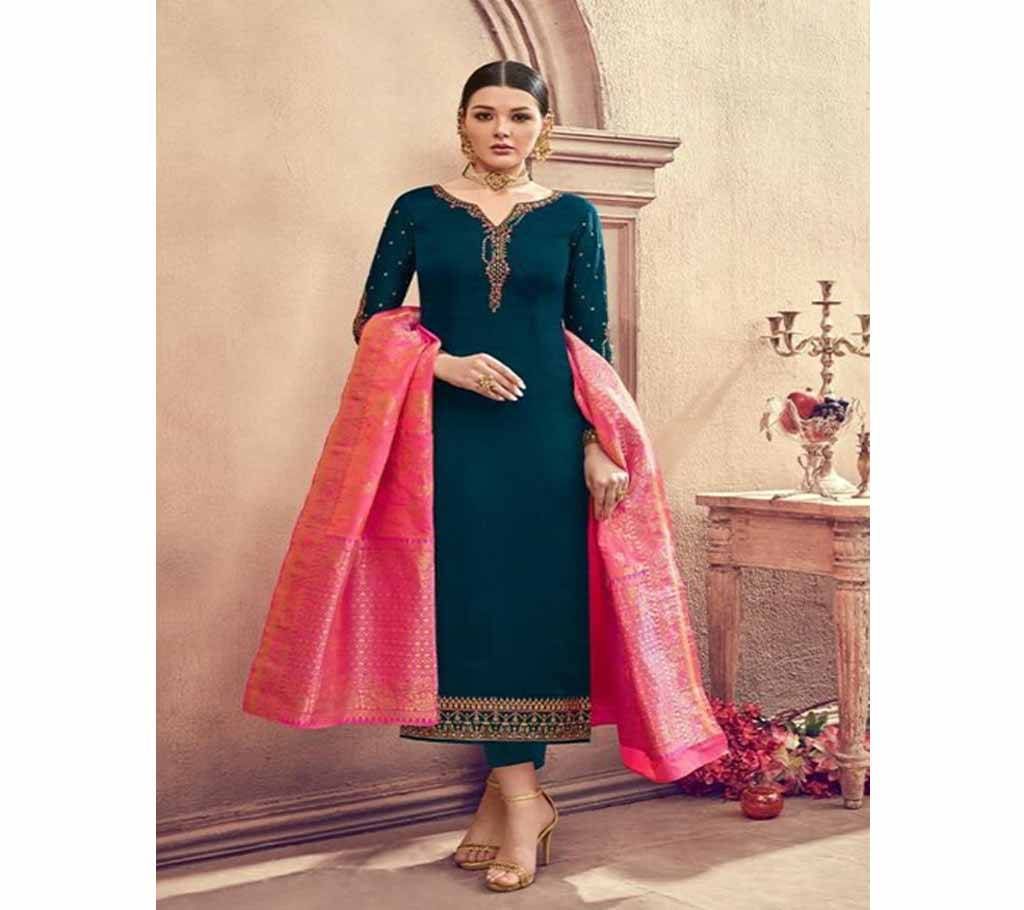 Prm Trendz Ruaab Designer Salwar Suits With Banaras Dupatta - 3043 - Navy Blue Georgette 3Pcs