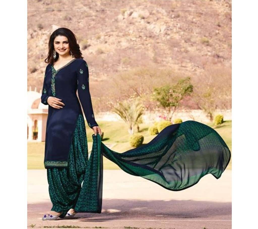VINAY SILKINA ROYAL CREPE 16 PATIALA STYLE SALWAR KAMEEZ ( Navy Blue) - Copy