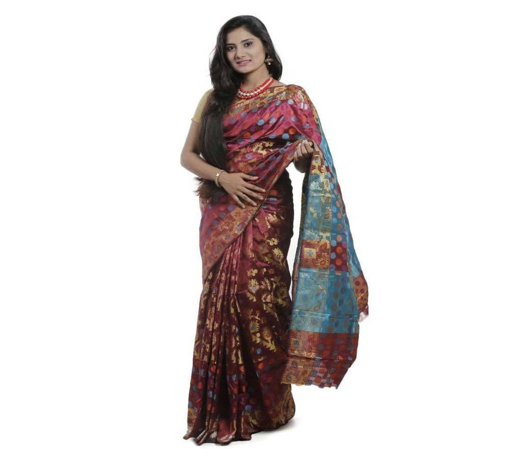 Red Color Tangail Half silk Jamdani Saree