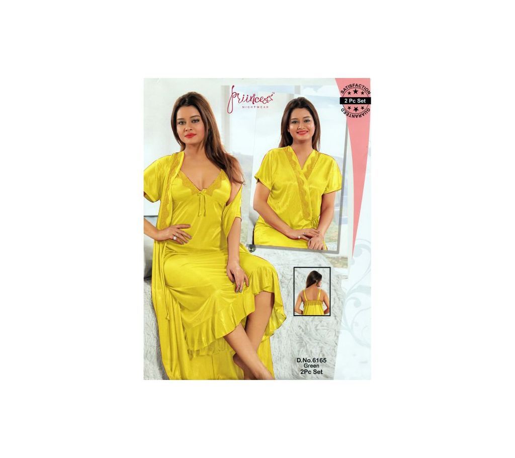 Fashionable Two Part Nighty-6165 Green