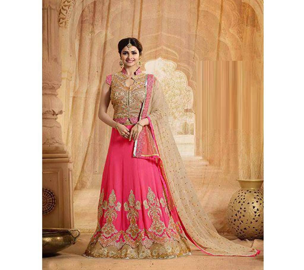 Unstitched replica georgette embroidery long three pc