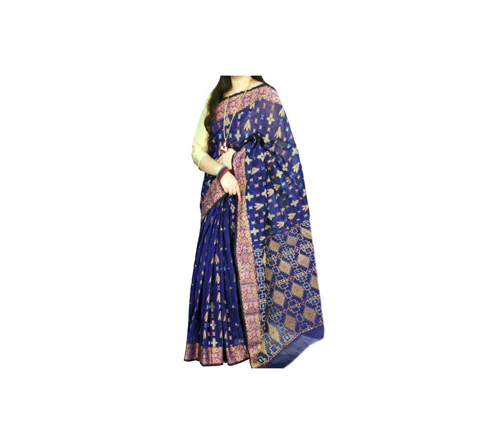 Navy blue & multi color combination Monika Cotton Jamdani