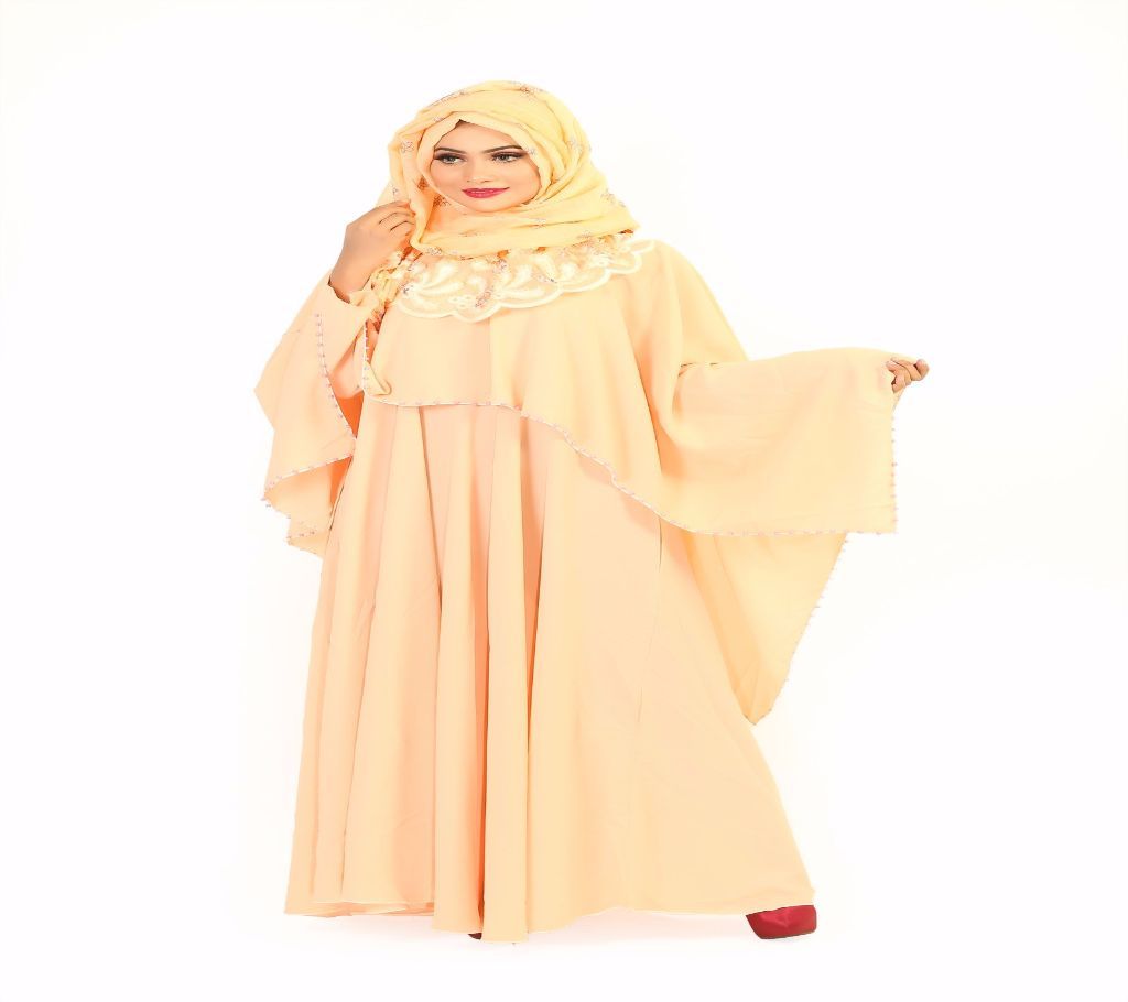 Women Stylish Gown with Cap  Peach Color  RCF