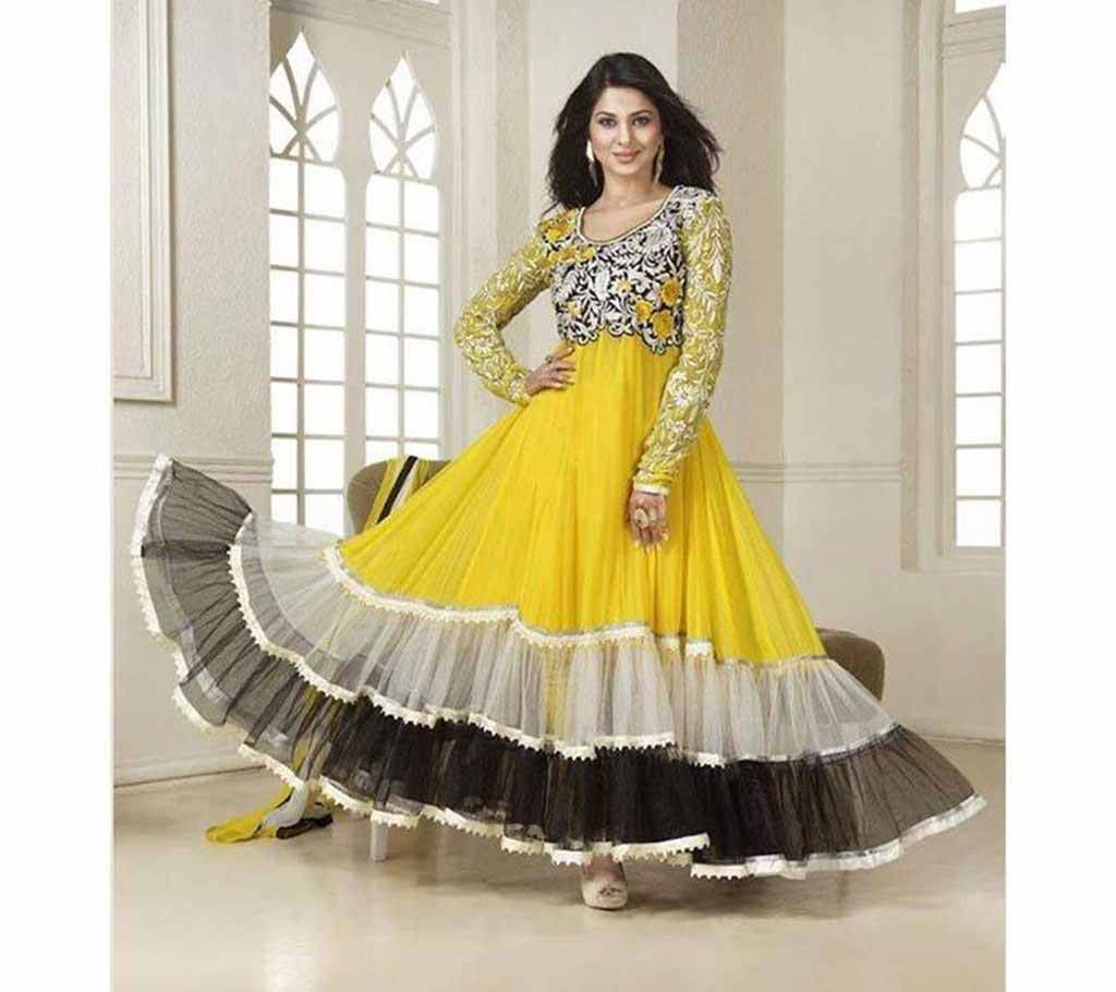 Unstitched Cotton Long Replica Three piece