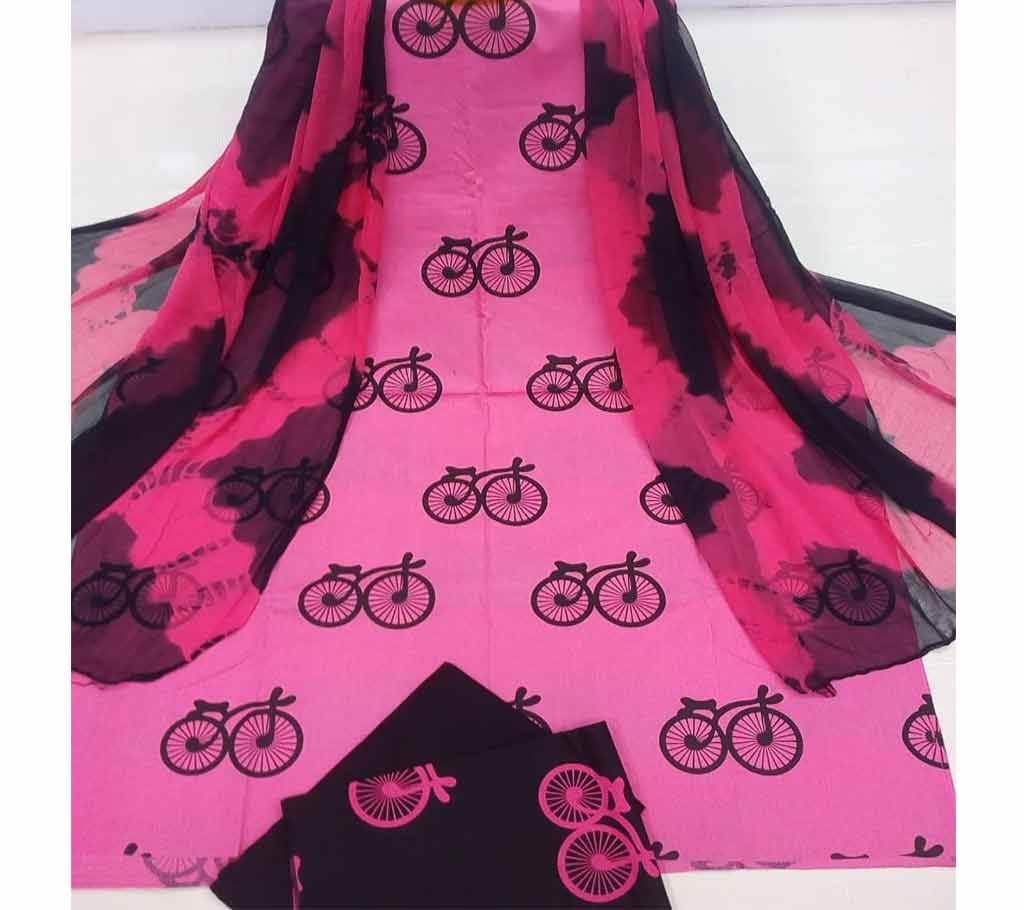 Deshi Cotton Unstitched Screen Printed 3Pcs - C82 - MHG