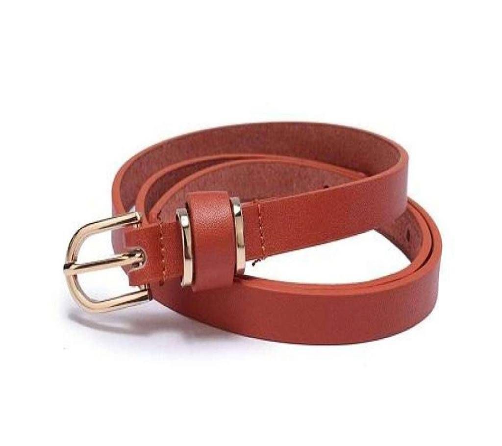 Leather Formal Belt For Ladies - Brown Color-CSB-284