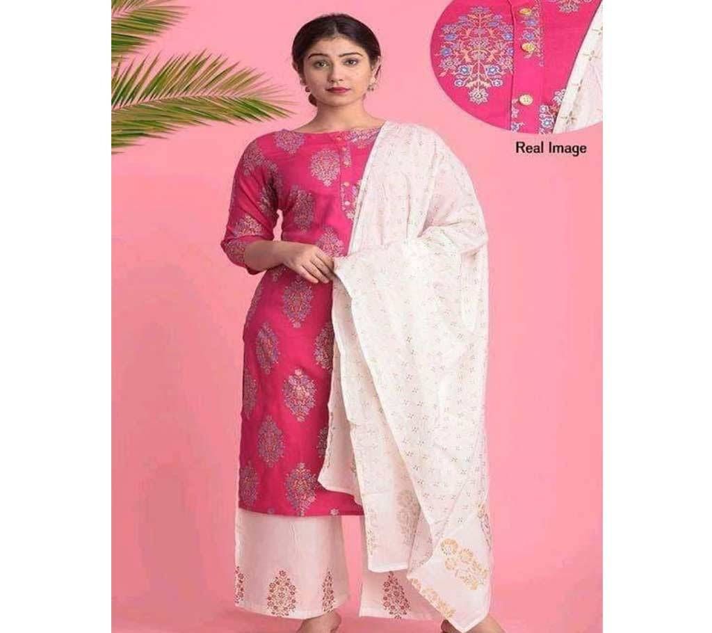 Unstitched Screen Printed Coton Salwar Kameez For Women