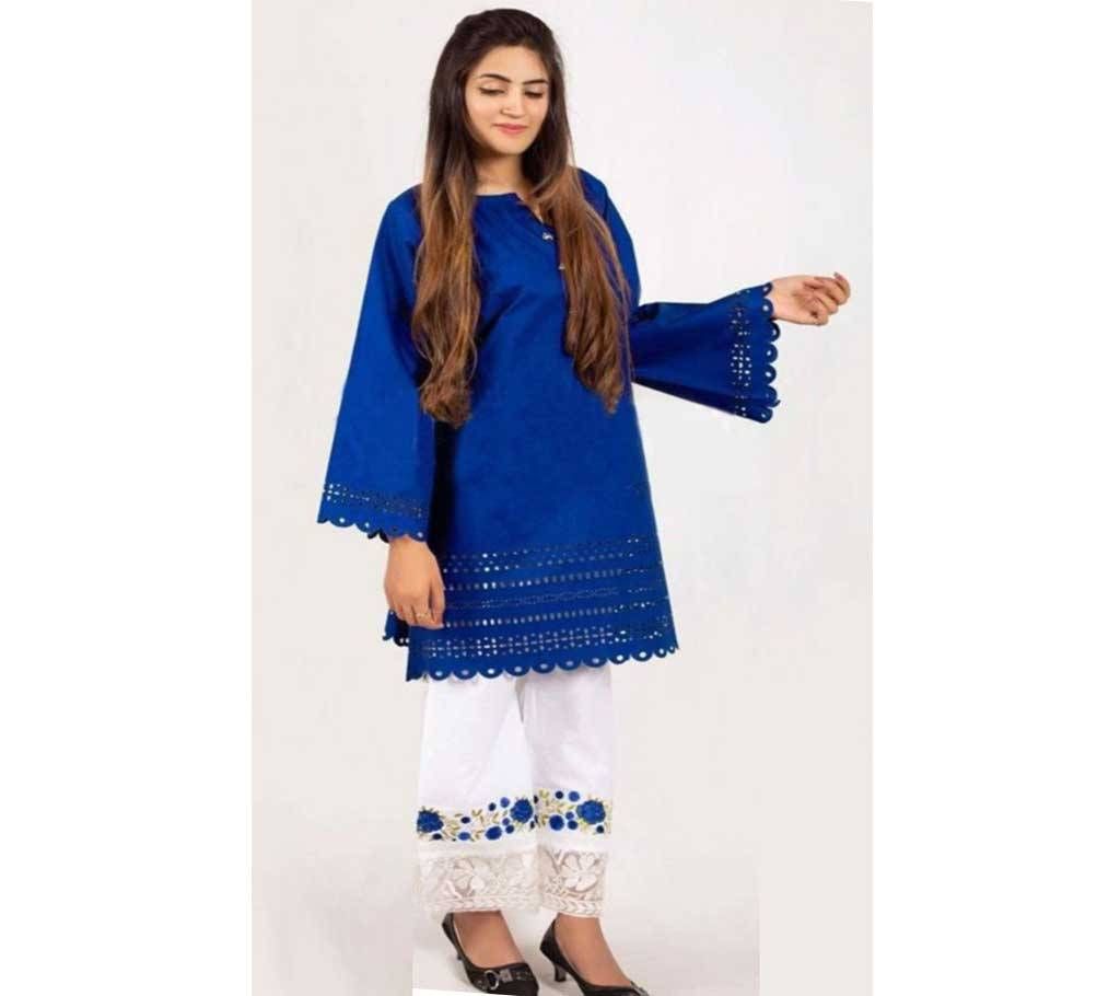 unstitched Pakistani laser-cut two-piece for women 