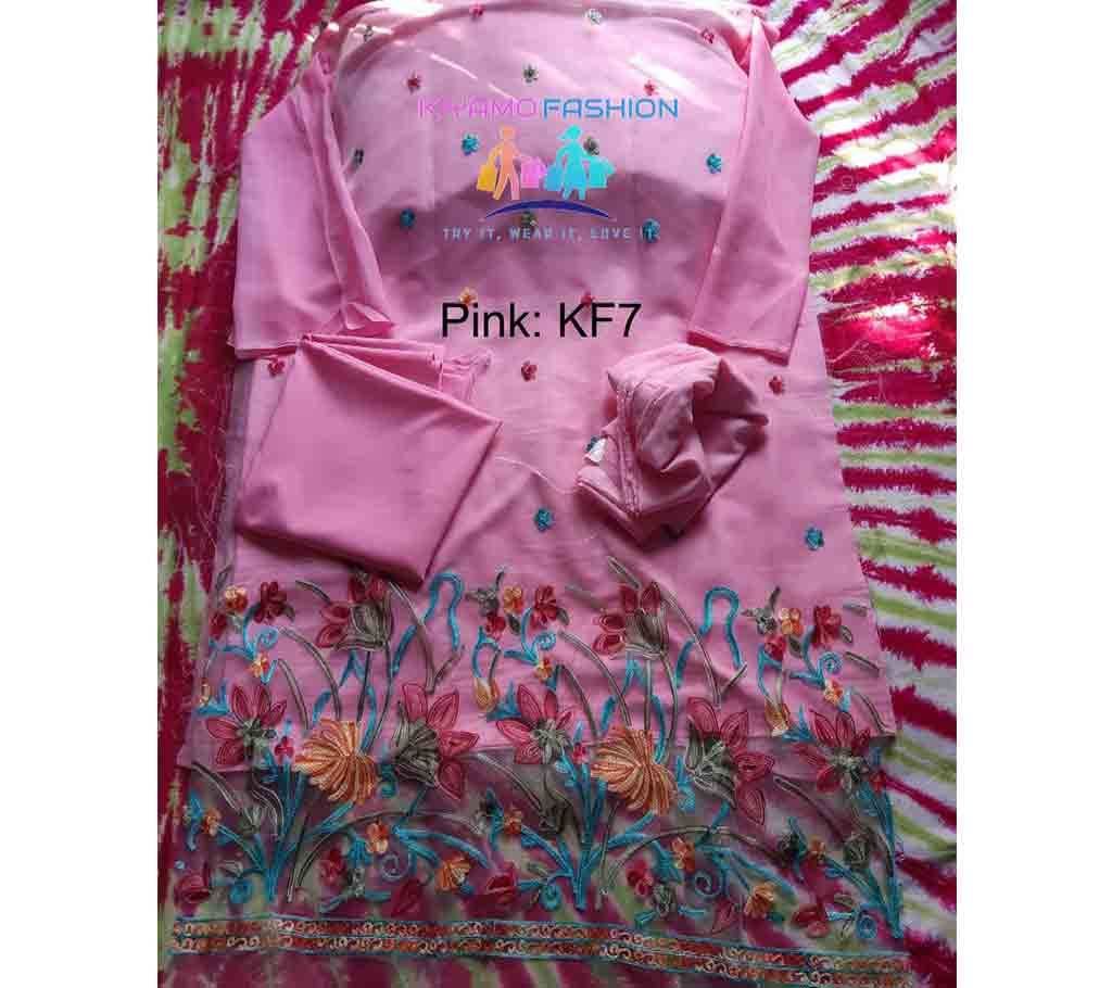 Pink  Unstitched Georgette 4Pcs