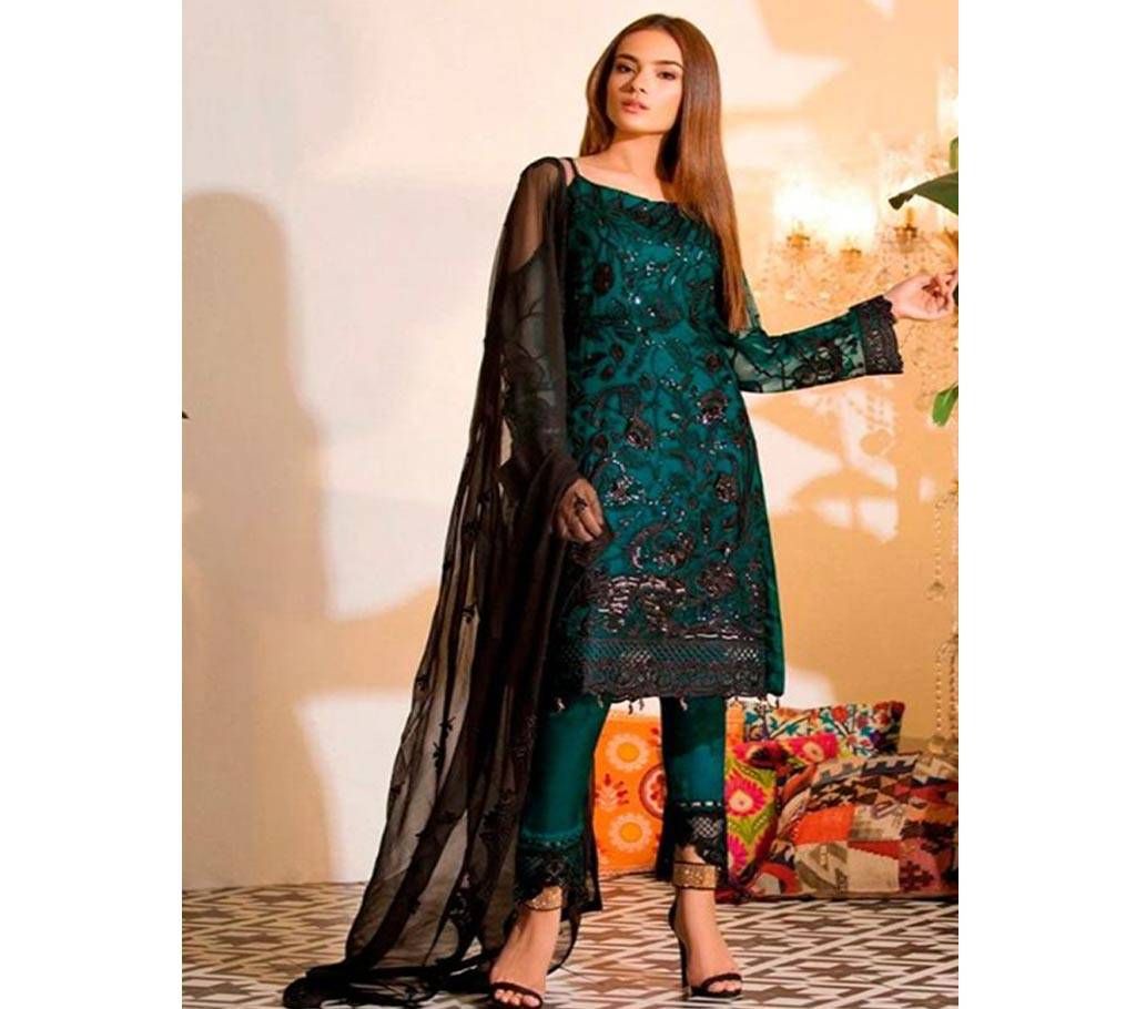 unstitched net With Embroidery Salwar Kameez 