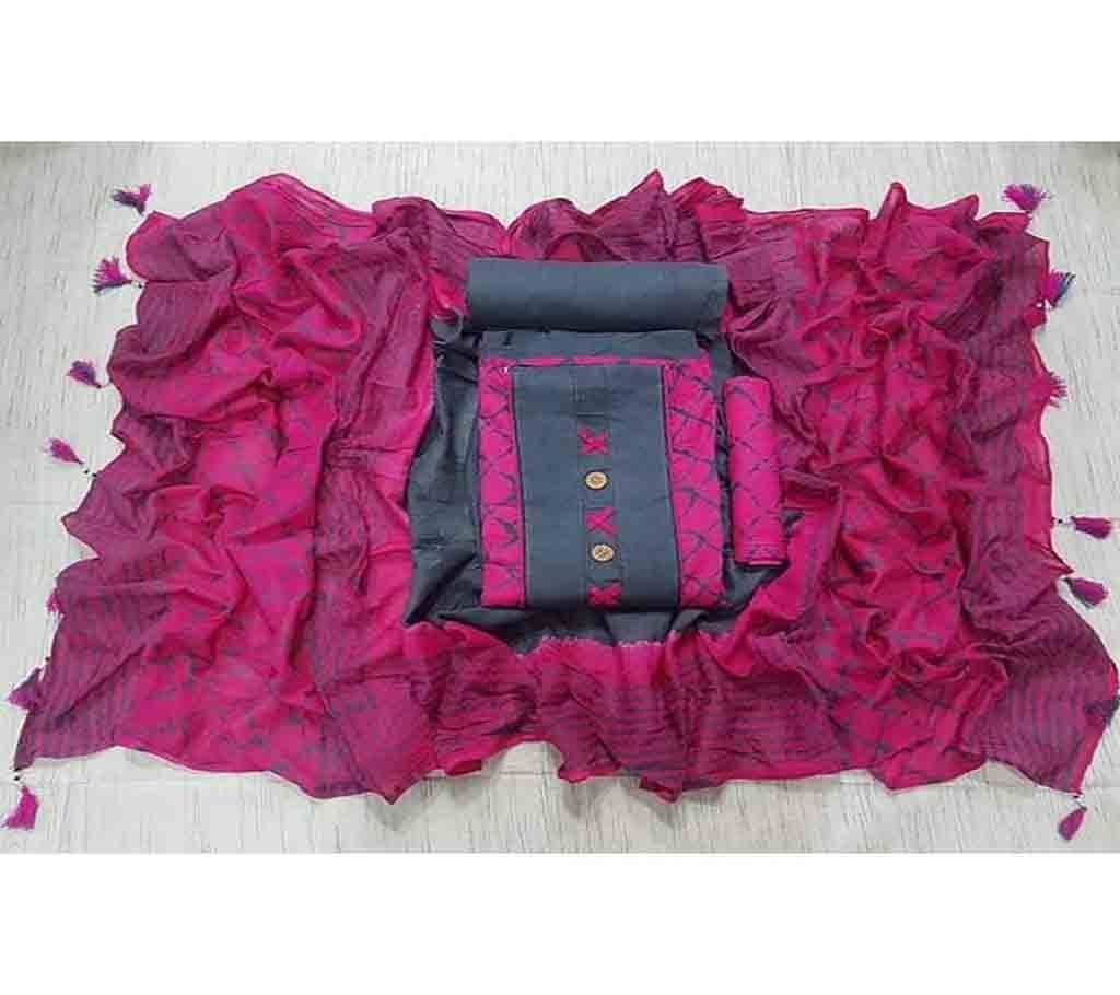 Unstitched Bexi Voil Leach Vegetable Batik Three Piece For Women-19