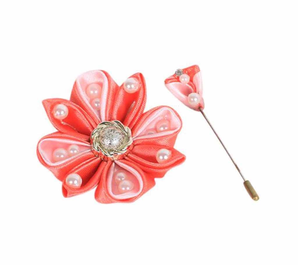 Salmon floral brooch with Pin