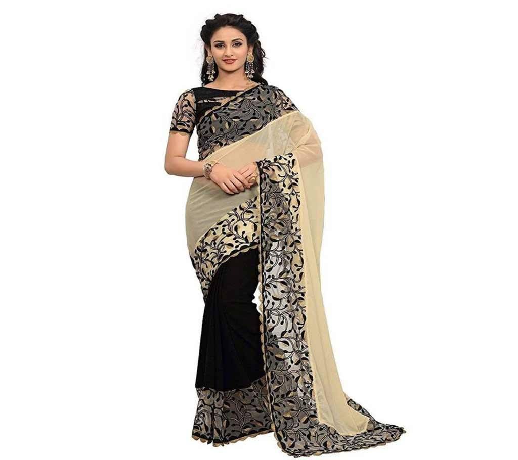 Beige Georgette Saree With Blouse Piece