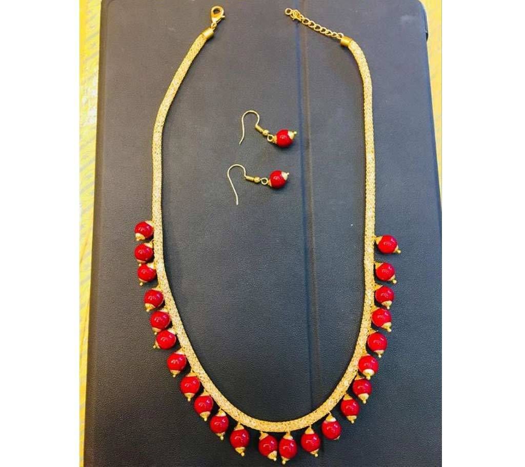 Bead Setting Red Color Necklace