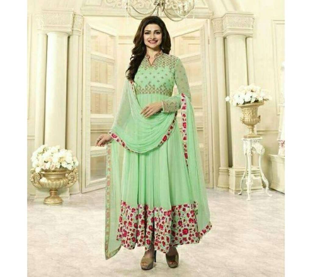 Unstitched Georgette Embroidery Long Dress