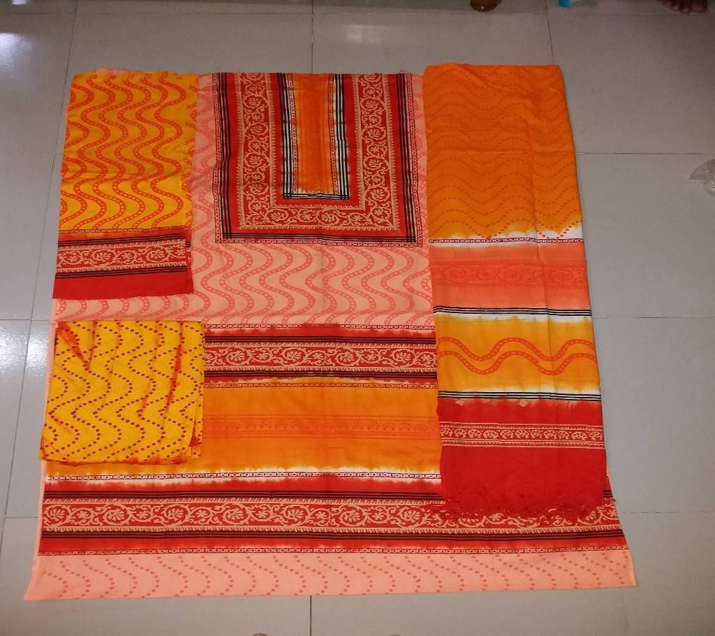 Unstitched block batik three piece