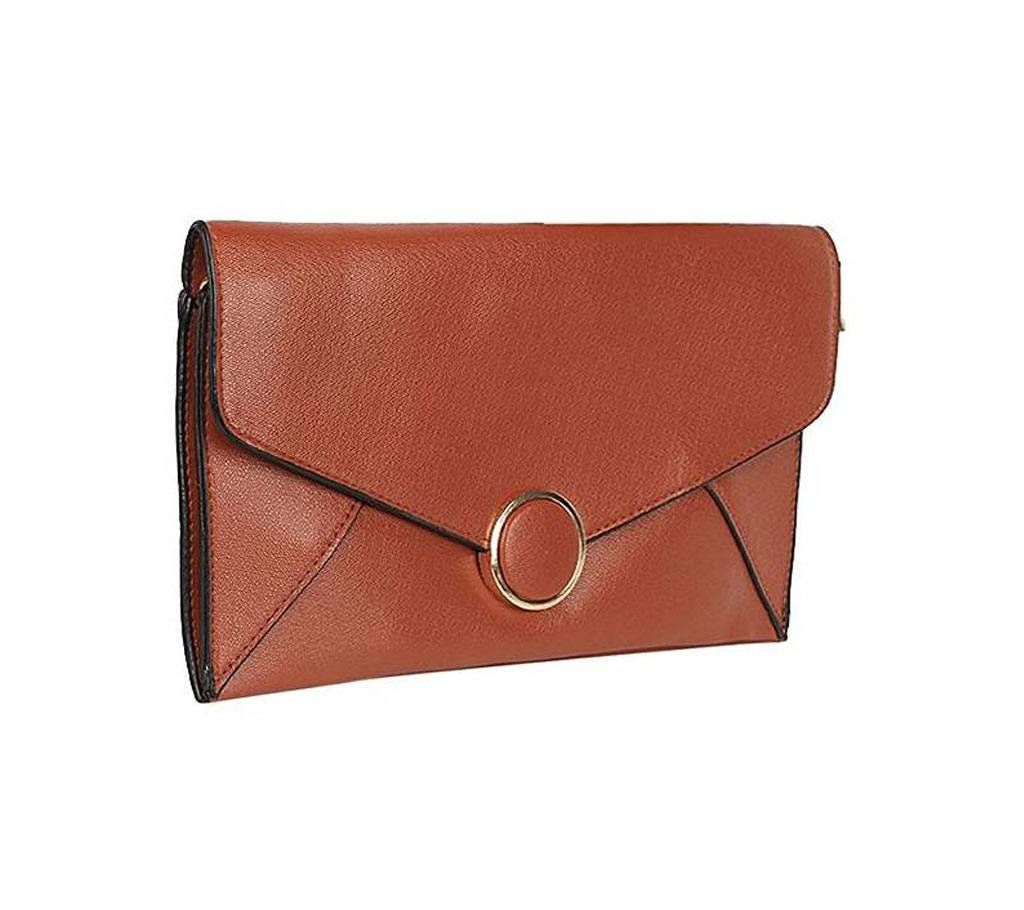 Artificial Leather Side Bag For Ladies - Brown