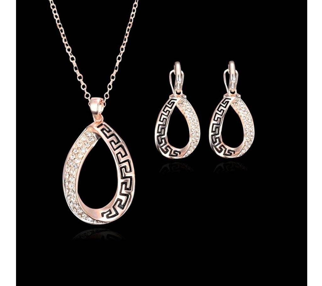 Chia Fashion Rose Gold Plated Crystal Pendent Jewelry Set (by Pink Point - CHIA31)