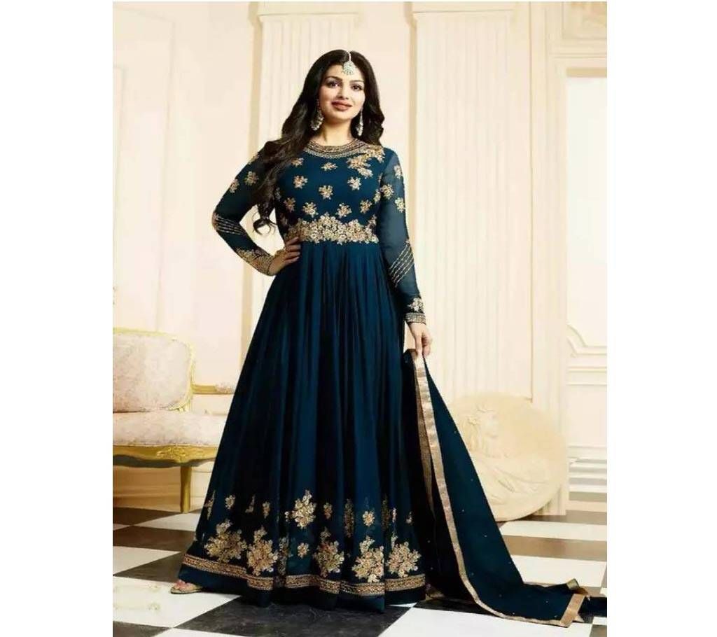 Semi-stitched Georgette Embroidery Dress