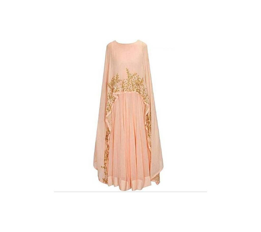 Georgette Embroidered Cape Dress