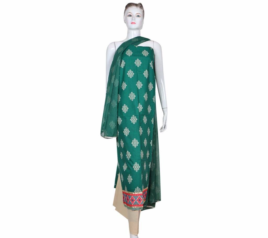 Indian unstitched cotton three piece 