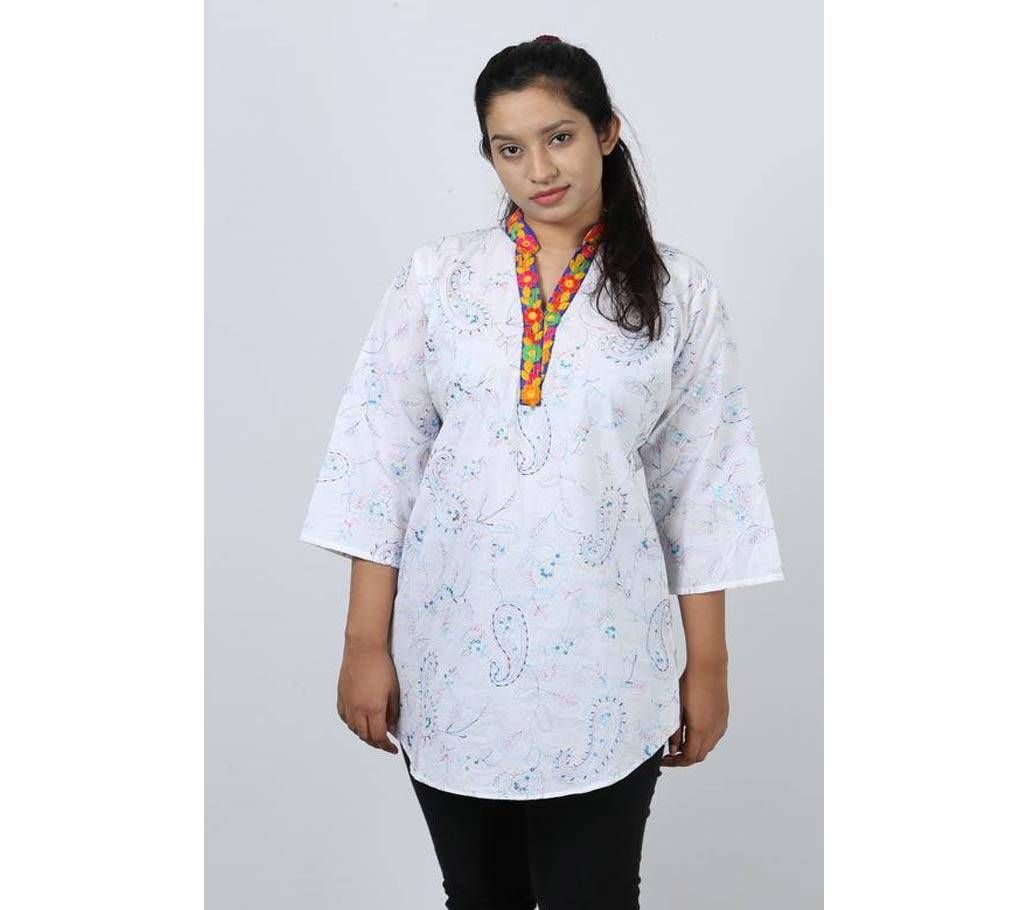 Designed Collar Pure Cotton Ladies Fotua