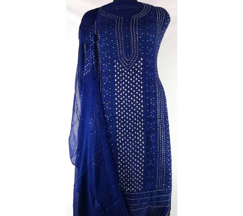 Unstitched Nevy Blue Kamdani Two Piece Dress 