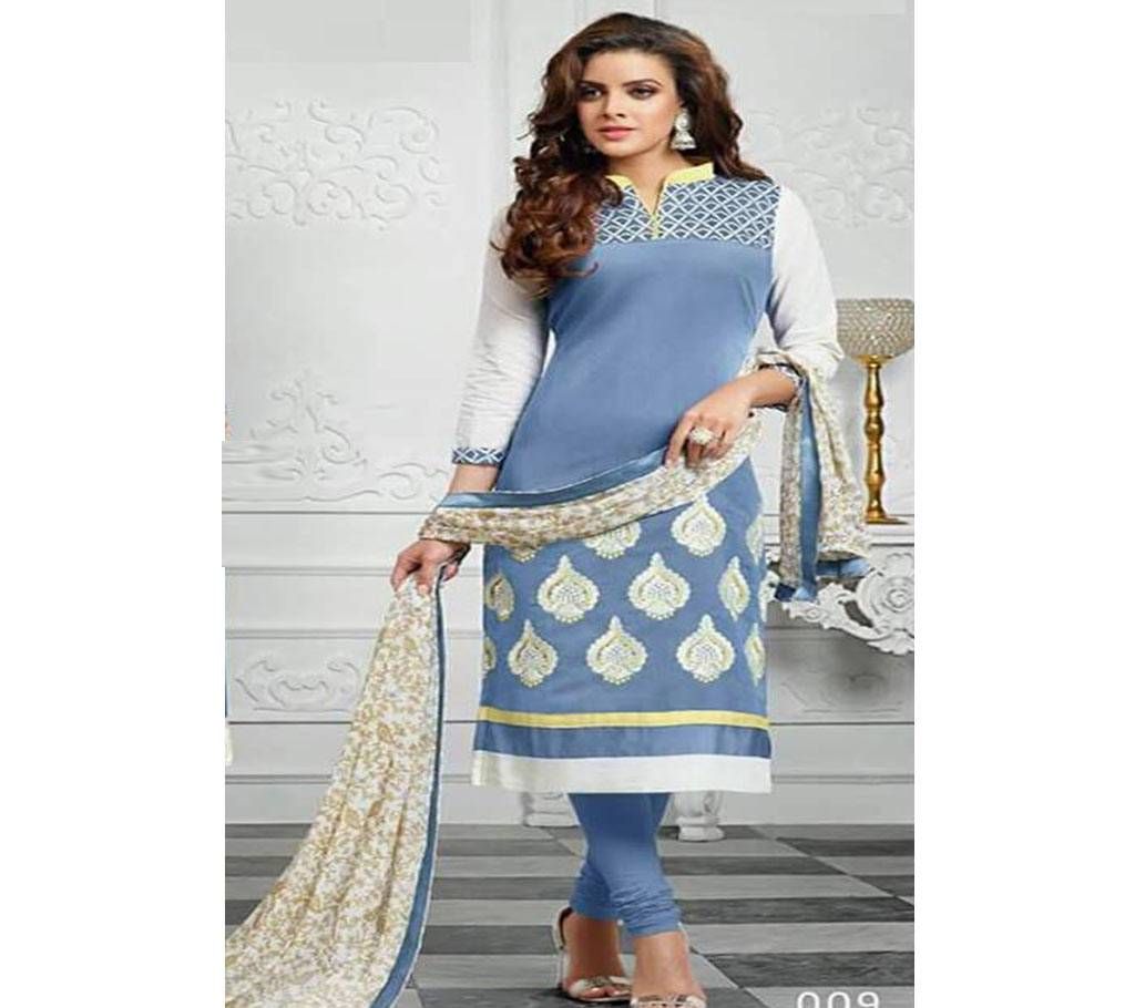 Unstitched block printed Rajdhani voyel cotton Salwar Kameez St block-334